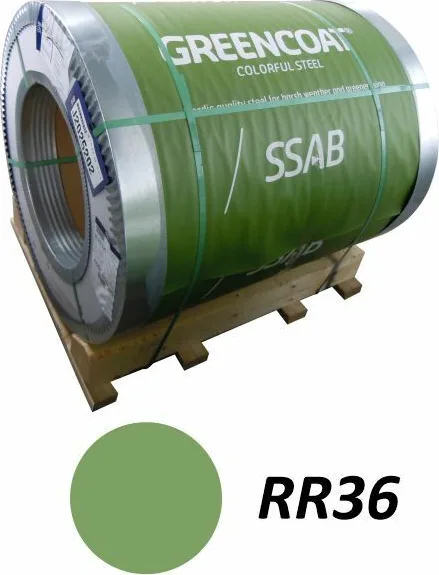 Заводской рулон GreenCoat PURAL BT RR36 — Светло-зеленый